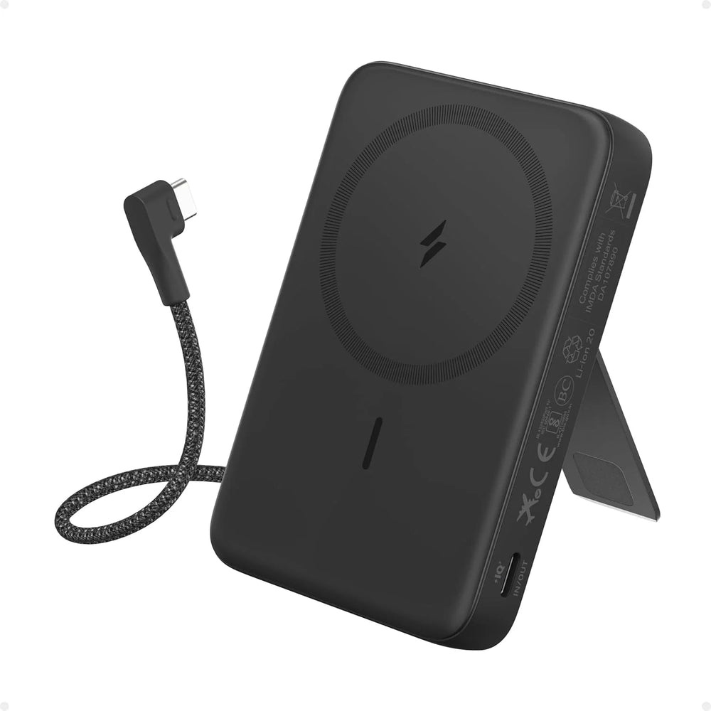 Anker Zolo 10,000mah Magnetic Powerbank, BuiltIn Usb-C Cable, 30w Usb‑C PD Output via Built‑In Right‑angle Cable + 7.5w Wireless Qi Charging, Multi-Angle Stand - Black Mr Gadget Official h3